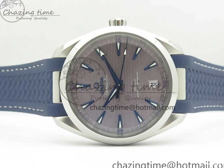 0501 Aqua Terra 150M Master Chronometers VSF 1:1 Best Edition Gray Dial Blue Hand on Blue Rubber Strap A8900 Super Clone HighQuality 8004